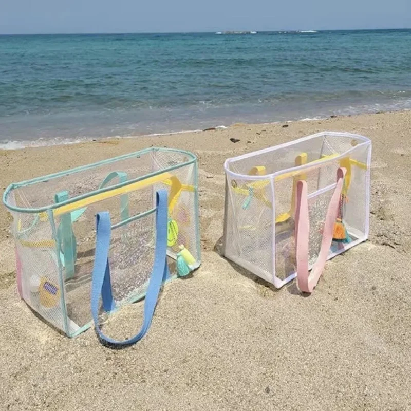 Прозрачные пляжные сумки из ПВХ, женские летние сумки через плечо большой емкости, водонепроницаемые пластиковые сумки для детских игрушек, повседневные сумки для хранения