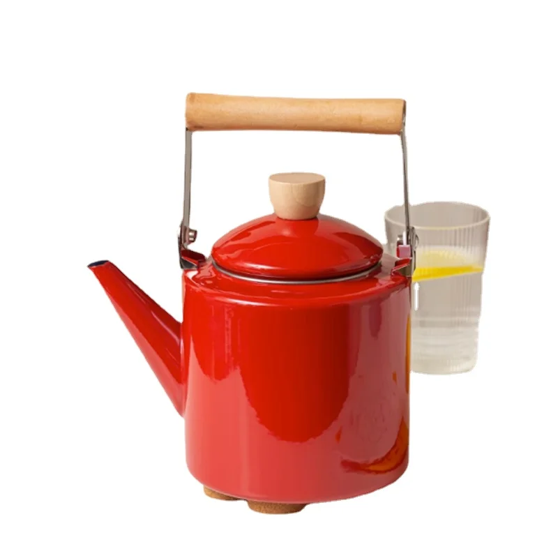 Эмалированный чайник для воды в японском стиле, термостойкий для газовой плиты и электрической керамической плиты, ретро-чайник для кипячения воды