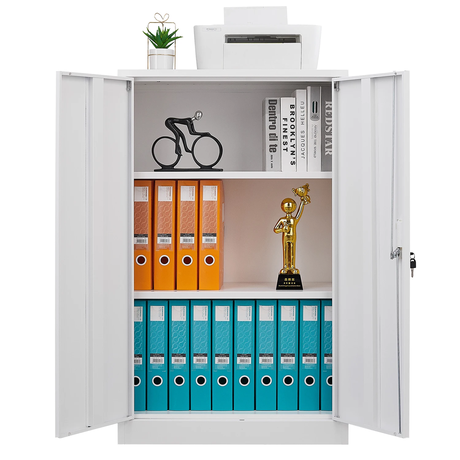 Металлический шкаф для хранения с запирающимися дверцами и 2 регулируемыми полками Складной Картотечный шкаф, Запирающиеся шкафы для хранения с замком
