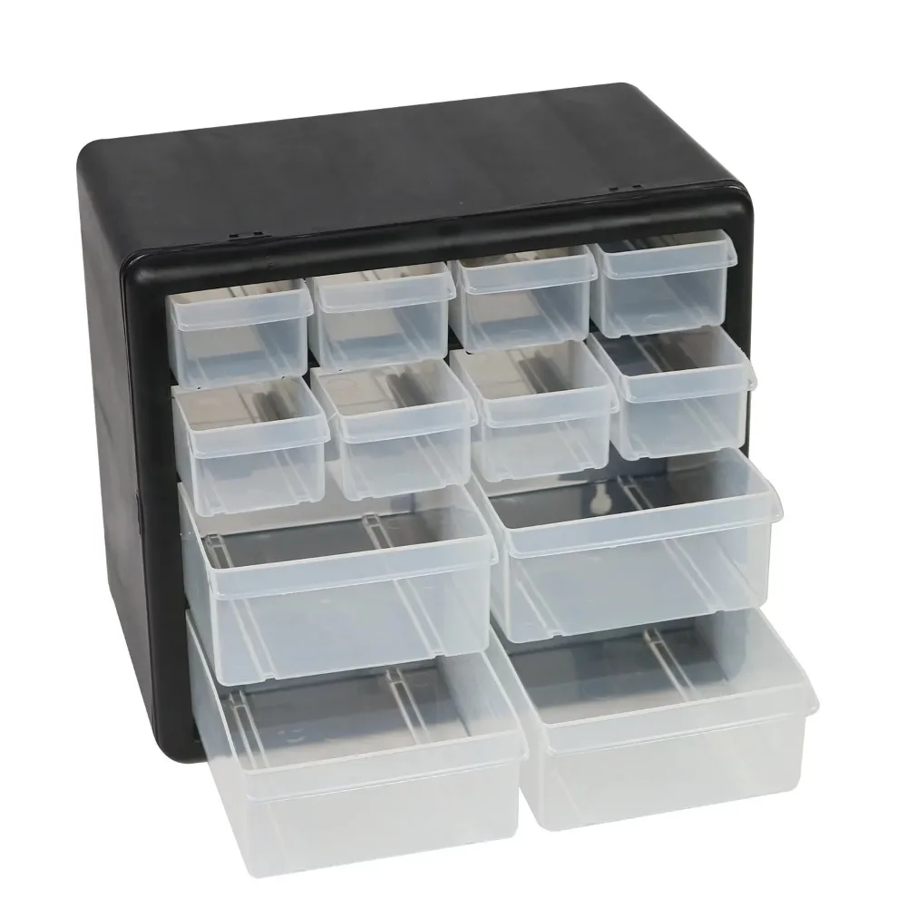 Коробка для хранения с 12 выдвижными ящиками (упаковка из 6 штук) - Универсальное решение для хранения вещей для рукоделия и хобби, органайзер для макияжа, коробка для хранения