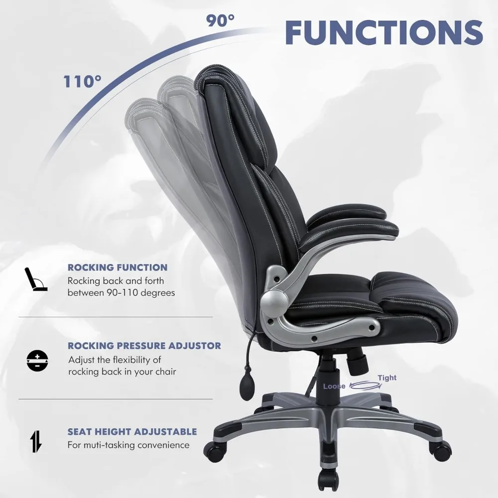 Эргономичное офисное кресло с высокой спинкой для руководителя - Эргономичный домашний компьютерный стол, кожаное кресло с мягкими откидывающимися подлокотниками