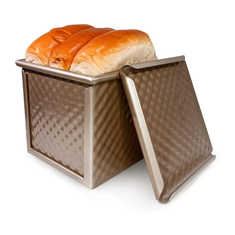 Форма для выпечки хлеба с крышкой, Антипригарная Форма для тостов, Мини-Квадратная коробка для тостов для домашней выпечки, Идеальный Набор для выпечки, 4 шт., Простой в использовании.