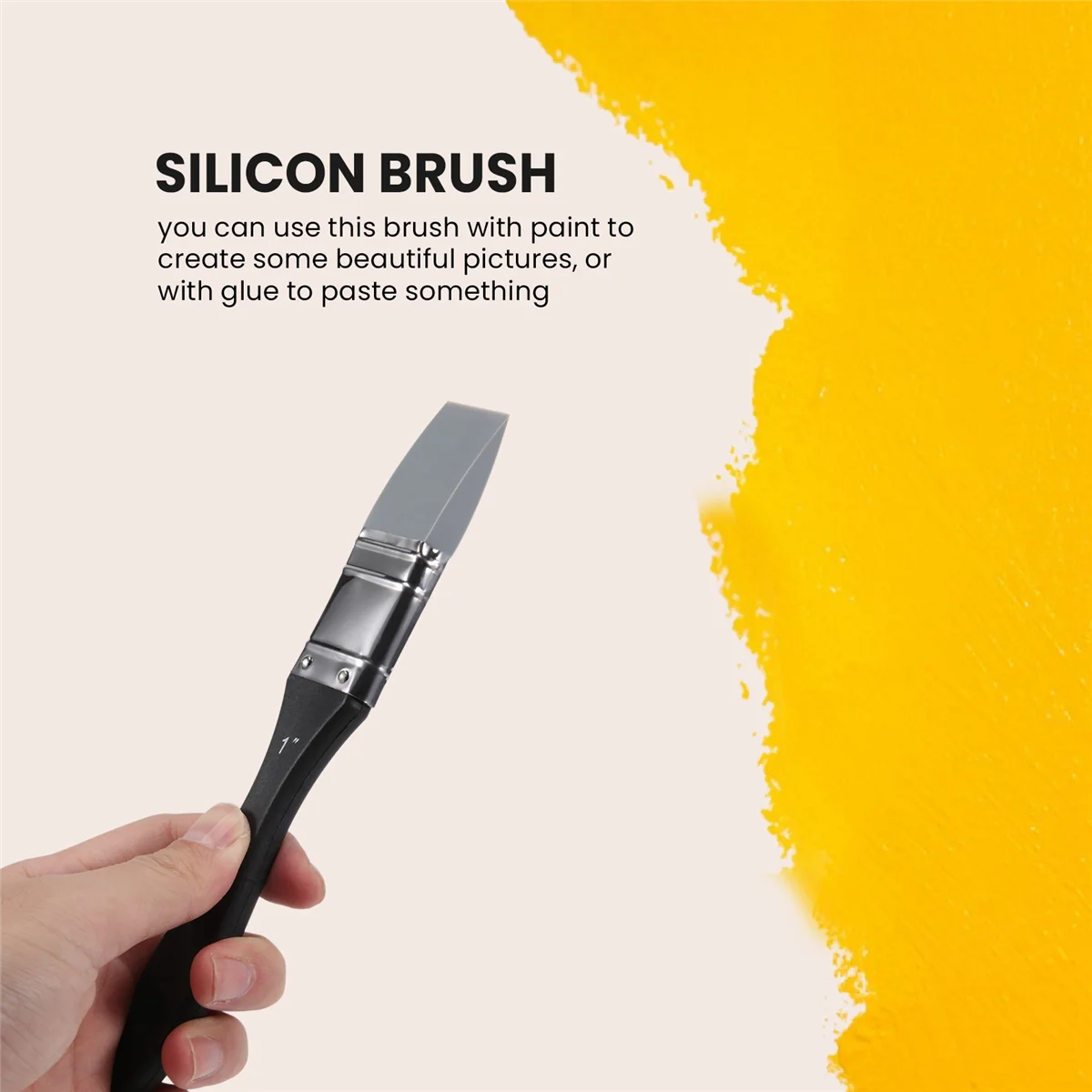 Силиконовая кисть для придания цвета, широкая прочная плоская силиконовая кисть для рисования, гибкий инструмент для рисования на акриловой и водной основе, 1 дюйм