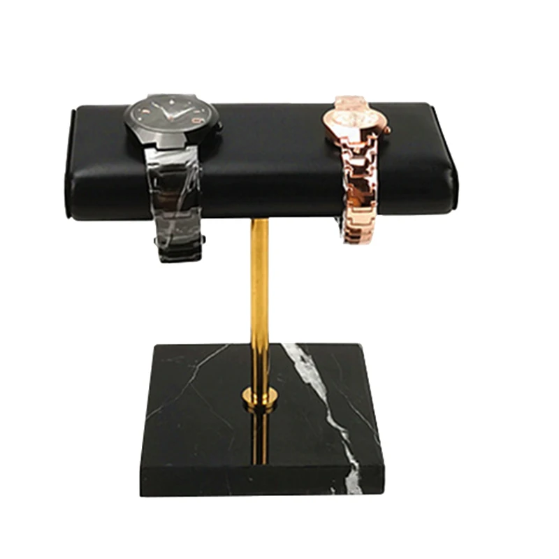 Подставка для часов на черном мраморном основании, Золотой Металлический стержень, реквизит для показа ювелирных изделий, браслет, Удлиненная подставка для размещения